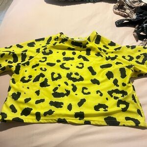 Neon Yellow Leopard Print Crop Top